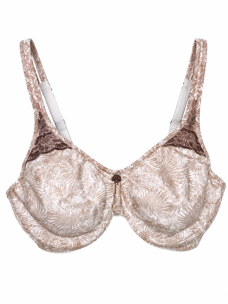 Bali Passion For Comfort Minimizer Underwire Bra 34c Palm Print Full Coverage